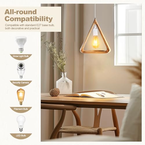 DiCUNO E27 Lampholder, Pendant Light Ceiling Lighting Fitting, Suspended Pendant Light Fitting Kit, White, 4M, 1Pack