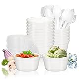 RIKICACA 12 oz Styrofoam Bowls with Lids and Spoons, Disposable White Foam Bowls for Hot & Cold Foods, To Go Food Containers for Soup, Ice Cream, Dessert, Salad, Snack - 50sets/150pcs