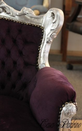 Casa Padrino Baroque Kids Armchair Purple/Silver - Children's Throne Throne Tron - Baroque Furniture