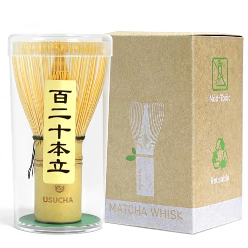 Bamboo Matcha Whisk, Handcrafted Organic Traditional Japanese Chasen, Matcha Stirrer Green Tea Preparation Mixing Tool Accessory (120 Prongs)