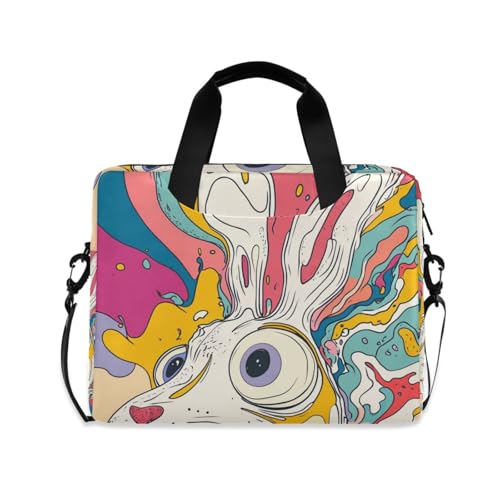 Sac ordinateur 15.6 pouces lapin artistique avec bandoulière confort