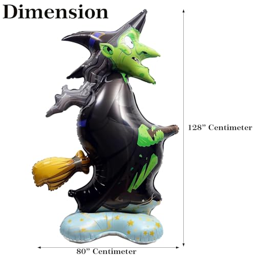 Image of Rozi Decoration Halloween Witch Balloon Decoration - Giant Foil Witch on Broomstick Balloon for Spooky Party, Haunted House & Trick-or-Treat Supplies Pack of 1 Pcs