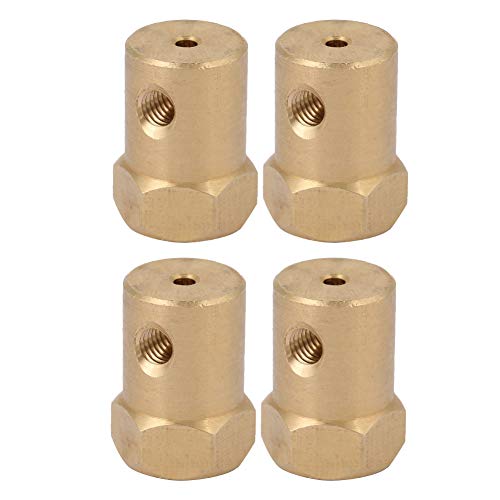 BORDSTRACT Hex Coupler, 4Pcs Premium Brass Hex Motor Shaft Coupler Motor Connector Accessories for RC Motor Car Wheels Tires(Bore Diameter 2mm)