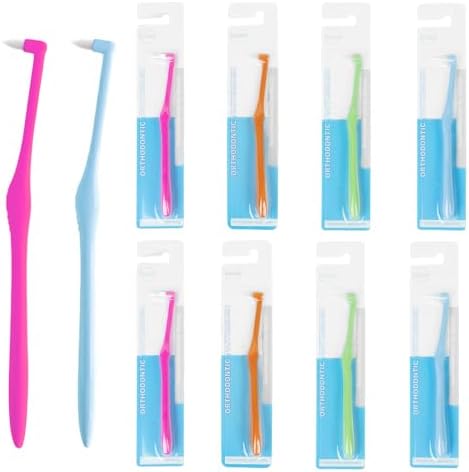 8 Pcs Interspace Toothbrush, Soft Single Tufted Toothbrush for Orthodontic Braces Detail Cleaning, Small Head Tuft Toothbrushes for Teeth Interspace