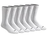 Dickies Men's Dri-tech Moisture Control Max Crew Socks Multipack, 3.0 Full Cushion Solid White (6 Pairs), Large