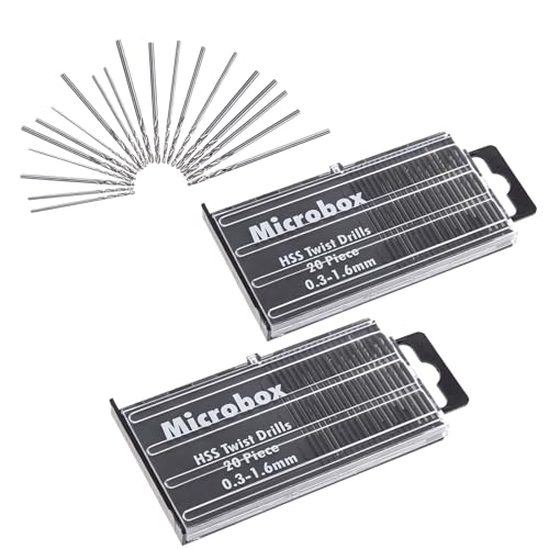 40 Stück Handbohrer Set,Handbohrer Holz,0,3–1,6 mm Mini Bohrer Metall,Spiralbohrer Bits Set,Mini-Mikrobohrer,für DIY Drilling, Model Making, Handbohrmaschine Metal Wood