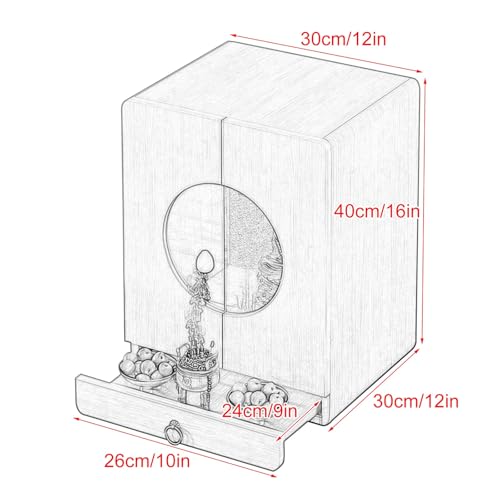 Armario budista para altar con cajón telescópico y mesa Pooja de madera para templo 3
