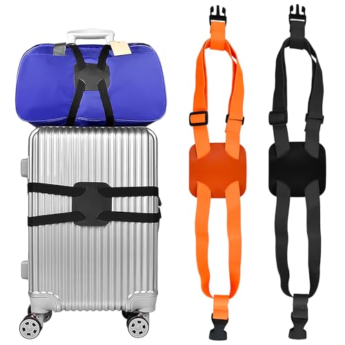Culinavog Lot de 2 Sangles de Valise de Qualité Supérieure, Sangle de Bagage Voyage Réglable Élastique, Ceinture Valise Attrayante et Sûre, Résistante...