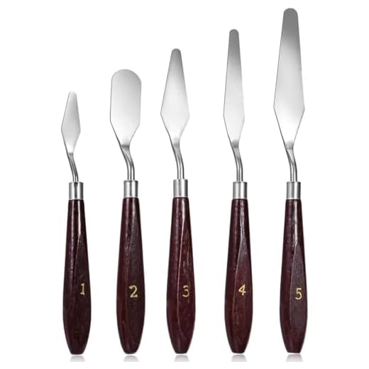 KSIUW espatulas Pintura - 5 pcs Juego de espátula para Pintura al óleo, Juego de espátula para Pintor, espátula, espátula de Color, raspador de Pintura, espátulas de Acero Inoxidable