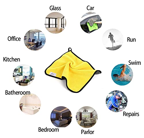 Image of 600 GSM Heavy Microfiber Cloth for Car Cleaning and Detailing, Dual Sided, Extra Thick Plush Microfiber Towel Lint-Free (600GSM, Yellow)
