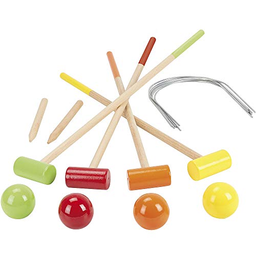 JEUJURA Jeu de croquet en bois - 4 joueurs - Chariot en bois