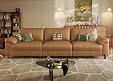 SITJOY Oversized Sectional Couches for Living Room, Extra Large Deep Seat Couch, 118' Wide Couch, 3 Seater Couch, Pet-Friendly Leather in Brown
