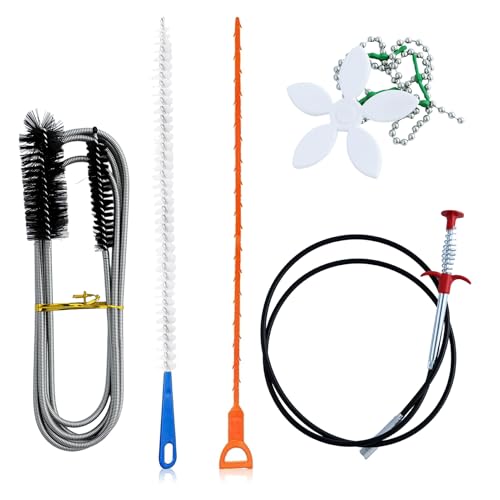 5Pz Sturalavandino Spirale,Sonda Sturatubi Con Pulitore Per Tubi,Stura Lavandini e Scarichi,Stura Lavandino Per La Pulizia Dei Tubi,Spirale Di Scarico Per Cucina,Bagno,Fognature