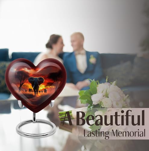 Image of Elephant Urn for Ashes Large Urn for Human Ashes Adult Female 8 Inch Large | Large Cremation Urn for Human Ashes Adult Female, Decorative Burial Urns for Mom & Dad, Memorial Urns
