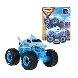 MonsterJam Mechanix - Vehículo a Escala 1:43 con Piezas Desmontables, Incluye Destornillador y 4 Ruedas, Modelo Megalodon, 4 Modelos Disponibles para Coleccionar, Famosa (MNJ00300)