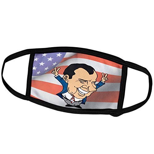 3dRose President Richard Nixon with American Flag - Face Mask, 7.25 by 4.7-inch (fm_61141_1)