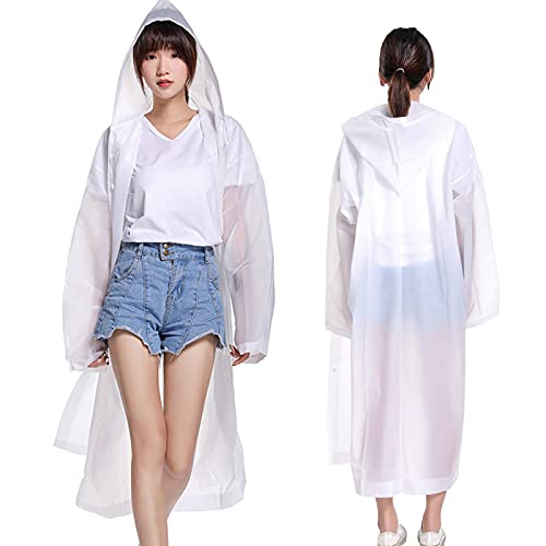 Raincoats for Adults Women and Men [2 Pack] Reusable Ponchos Clear Long Rain Jacket Traveling Rain Coat, White3