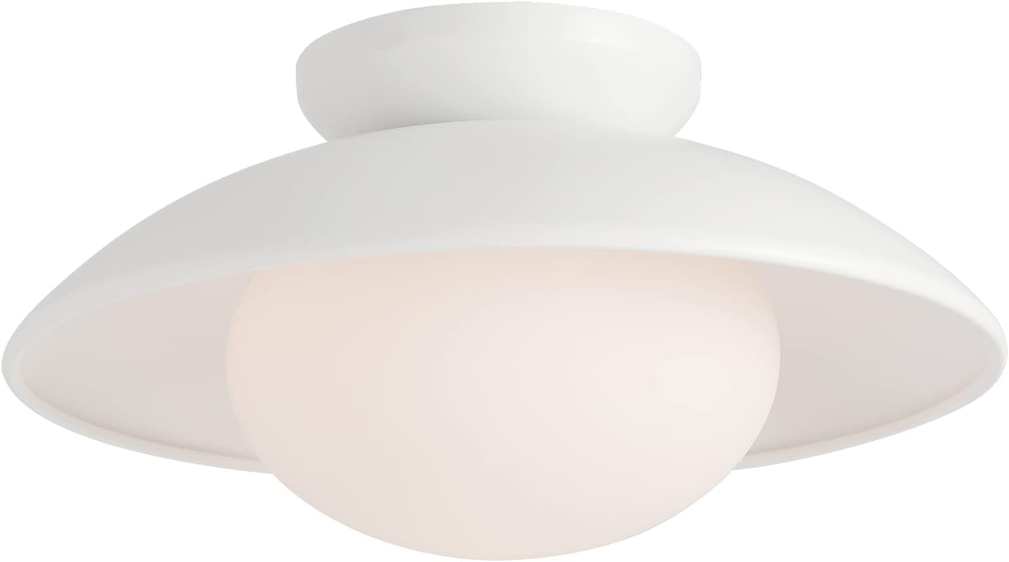 Soft White Semi Flush Mount Ceiling Light Fixture, Bowl Lampshade Style Vintage Close to Ceiling Light Fixture, Modern Indoor Flush Mount Light for Bedroom, Entryway, Corridor, Room Decor Lamp Soft White / 13-INCH Diameter