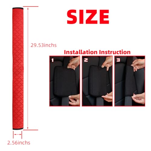 2PCS Extra Long Car Seatbelt Cover, 29.53 inches Soft Leather Vehicle Safety Seat Belt Strap Cushion, Comfortable Auto Shoulder Neck Chest Protection Pads Accessories, Extremely Long (Red) - Image 3