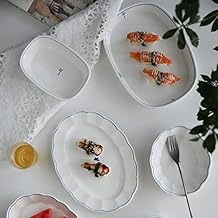 POCHY Prato de sobremesa renda cerâmica pratos de jantar pratos de jantar de salada família cozinha utensílios de mesa acessórios de sala de jantar louça prato de servir (cor: preto)