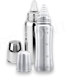 Pack of 2 Stainless Steel Baby Feeding Bottle, Milk Feeding, Water Feeding 240 ml Easy to Hold Bottle for Kids Babies Light Weight Anti-Corrosion