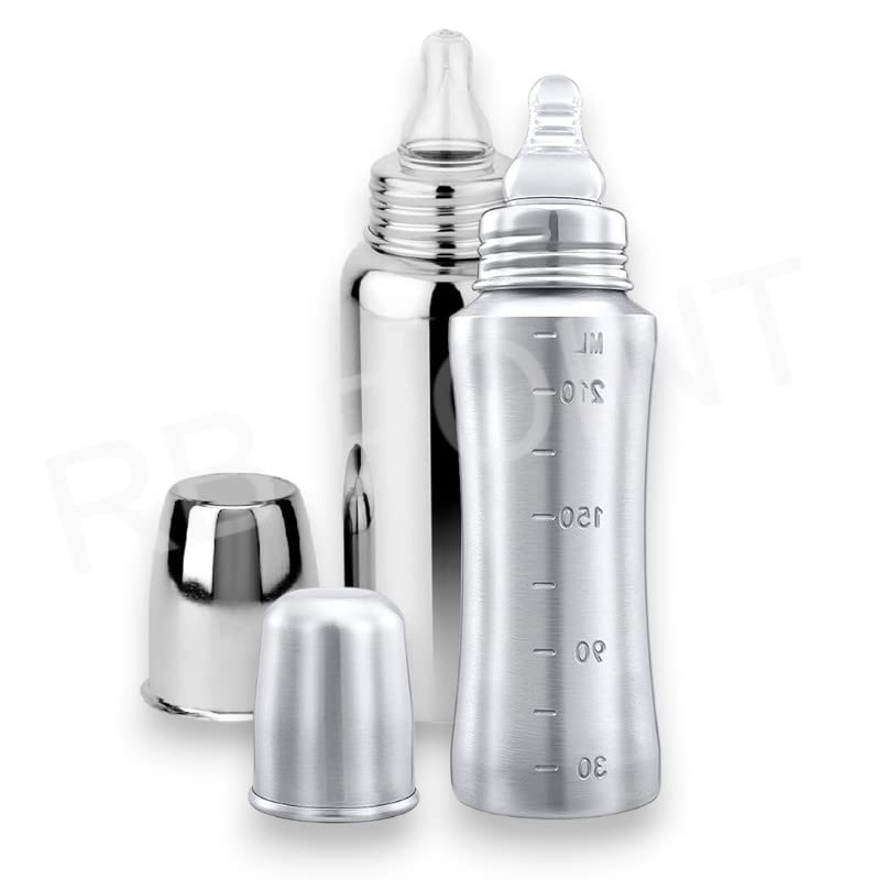 Pack of 2 Stainless Steel Baby Feeding Bottle, Milk Feeding, Water Feeding 240 ml Easy to Hold Bottle for Kids Babies Light Weight Anti-Corrosion