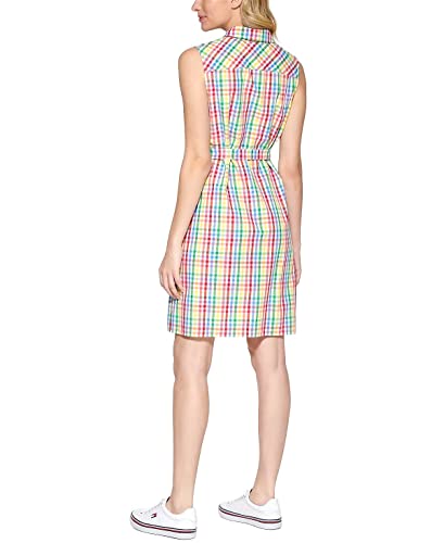 Tommy Hilfiger Tie Waist Summer, Button-Down Shirt Dress For Women, Gardenia Checkered, 18 #TOP2