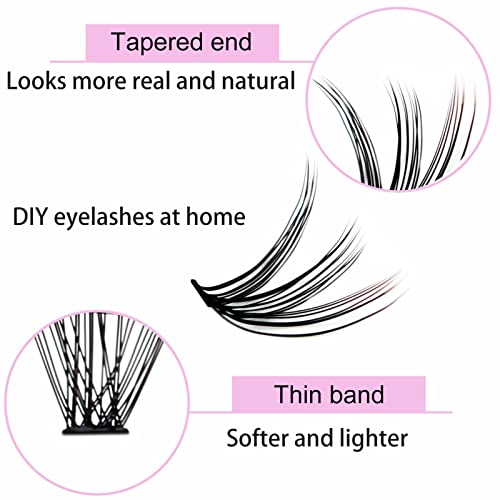 Image of Eyelash Clusters LAUBESS Lash Clusters Individual Lashes Cluster Eyelash Extensions DIY at Home Waterproof Cluster Lashes (30D-0.07D-14)