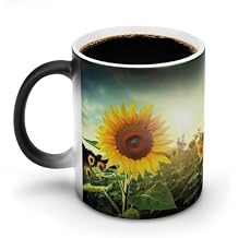 Ceramic Mug Beautiful Sunflower Printed Funny Color Changing Mug Discoloration Coffee Mug Temperature Personalized Color Changing Cups With Handle Unique Gift
