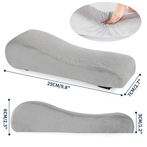 Bokemar Memory Foam Arm Rest Office Chair Armrest Pads And Elevated Sloped Armrest - Universal Cushion Covers For Armrest And Elbow Relief (2 Pad Set) Gray #TOP2