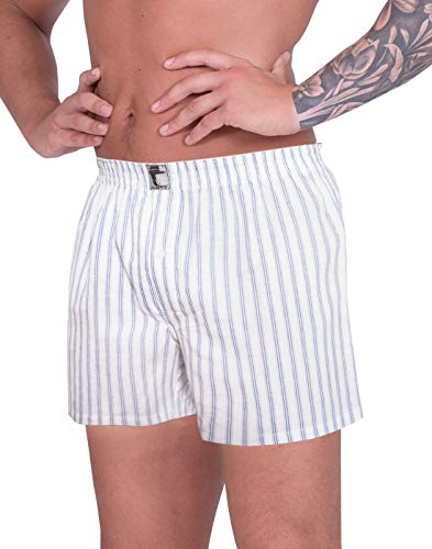 LUFT Mens Stylish Stripes Print Elastic Waist Underwear Soft Comfy Boxer Shorts3