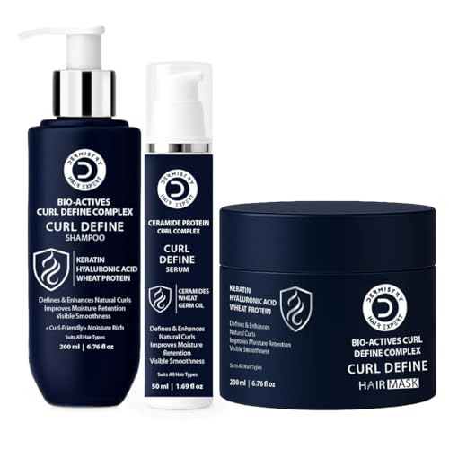 Image of Dermistry Bio Actives Curl Define Complex Curl Defining Enhancement & Retention Shampoo,Mask & Serum with Hyaluronic Acid Keratin Wheat Protein Arginine for Hydration Suits Dry Frizzy All Hair Type