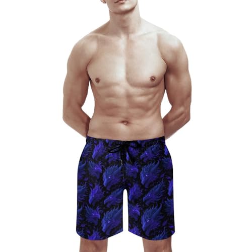 Purple Dark Dragons Print Mens Swim Trunks, Quick Dry Swim Shorts with Mesh Lining Swimwear Bathing Suits2
