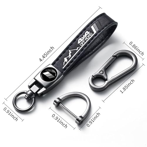 Image of Black Car Keychain, Premium Metal Key Ring & Black Leather, Anti-Scratch Anti-Drop Compatible with Toyota Tacoma 4Runner Tundra TRD Camry Rav4, with Tri-Color Stripe Emblem