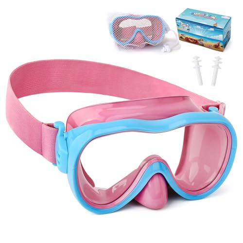 Kids Swim Goggles, Anti-Leak Snork Mask Diving Mask with Nose Cover & Elastic Fabric Strap, UV Protection Swimming Goggles with Mesh Bag & Ear Plugs for Kids Boys Girls by WAVE - Used condition - US$11.84