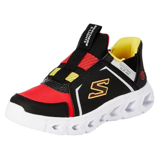 Skechers Boys, Zapatillas Niños, Tela Sintética Negra Roja Amarilla Si, 38 EU