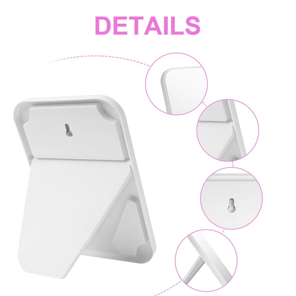 Miroir Super HD 20x13.4 cm Pliable Portable Maquillage Support Blanc