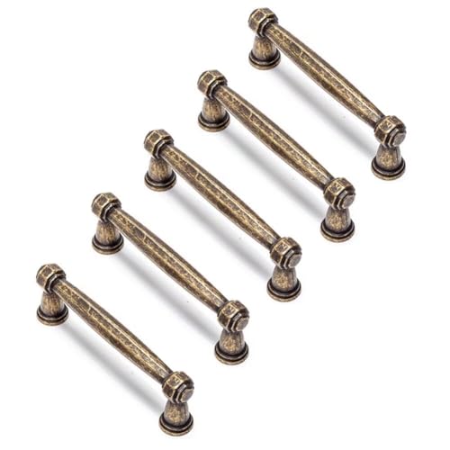 GerRit 5 Stück 96/128 mm Schubladengriffe aus Zinklegierung, Vintage-Schrankgriffe, Möbeltürgriffe, antike Schleifengriffe, grüne Bronze Made in China