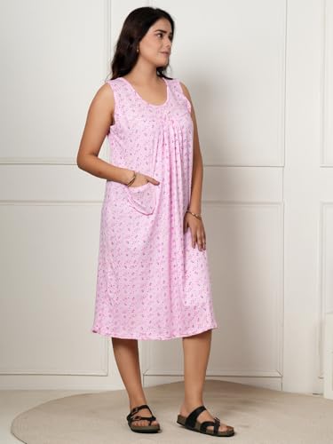 Image of Onekbhalo Women Cotton Night Dress Printed Culf Length Night Gown Short Nighty