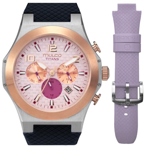 MULCO Titans Watches for Men & Women Stainless Steel Quartz Watch with Minimalist Analog Display Mother of Pearl & Crystal Accents 100m Water Resistant + Free Silicone Wristband (Color May Vary)