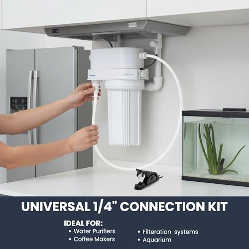 Image of AMPEREUS 5 Meter RO Pipe for Water Purifier |with 1 /4 Inch QC Elbow, Straight Connector & 1 Pipe Cutter (White)