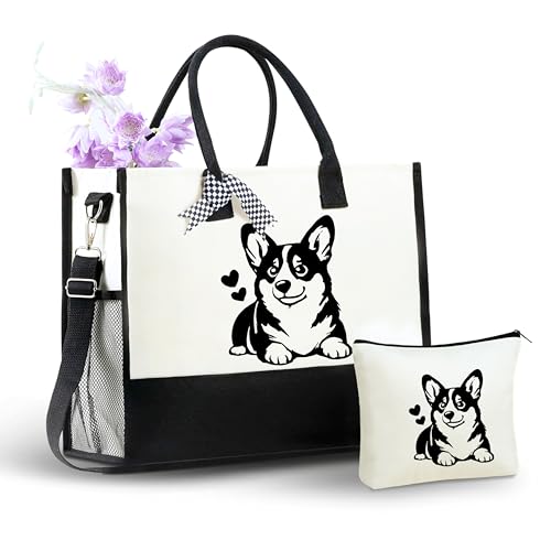 Bolso Tote Corgi para Mujer con Cierre y Correa miniatura 1