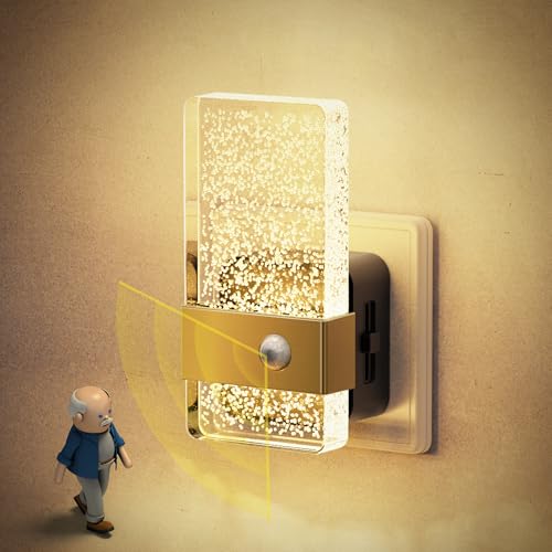 JandCase Lámpara Nocturna con Sensor de Movimiento y Crepuscular, Enchufe Regulable 0-100LM, 3 Modos, Luz Cálida para Pasillo Escalera Dormitorio Cocina, 1 Unidad