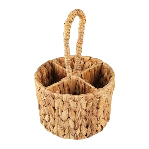 Porte-Couverts en Osier, Organisateur d'Ustensiles Tressé à la Main en d'eau Naturelle pour Cuisine et Table à Manger