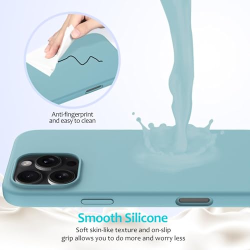 Image of FIRST MART Silicone Back Case for iPhone 16 Pro, Soft-Touch Phone Back Cover for Apple iPhone 16 Pro - Sky Blue