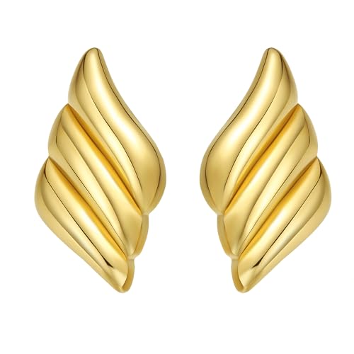 ENVYOU Geometric Rectangle Gold Stud Earrings Irregular Hammered Chunky Statement Square Earrings for Women Trendy