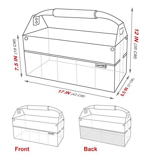 HAUTMEC 16 Pockets Wide Mouth Electrician Open Top Tool Tote Bag, 16 Inch One Shoulder Strap Heavy Duty Electrician Tool Carrier, with Center Tray, with Handle Tool Storage Bag, TB0002 - Image 2