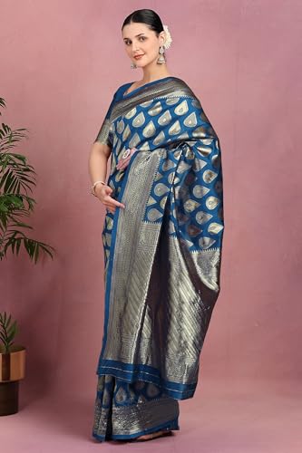 Image of Subham Saree for Woman Silk Cotton Kanjivaram | Soft Daily Wear Golden Zari Sari with Jacquard Blouse Piece