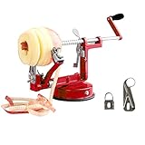 Apple Peeler,Apple Peeler Slicer Corer With Suction Base,Durable Heavy Duty Die Cast Magnesium Alloy Peelers (1 Extra Blades),Red