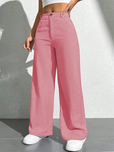 Image of Toochki Trousers for Woman Pants Women's Formal Office Korean | Beige Track Pant | Straight | Cotton Spandex Stretchable Trouser | High-Waisted Bottom Wear